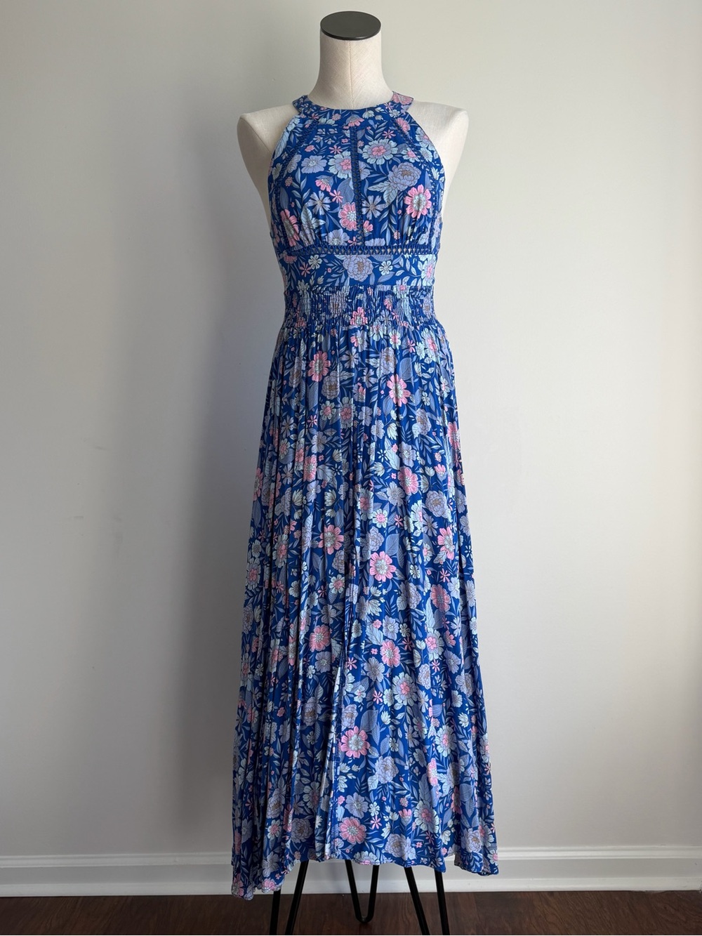 Nameless Blue Floral Halter Maxi Dress